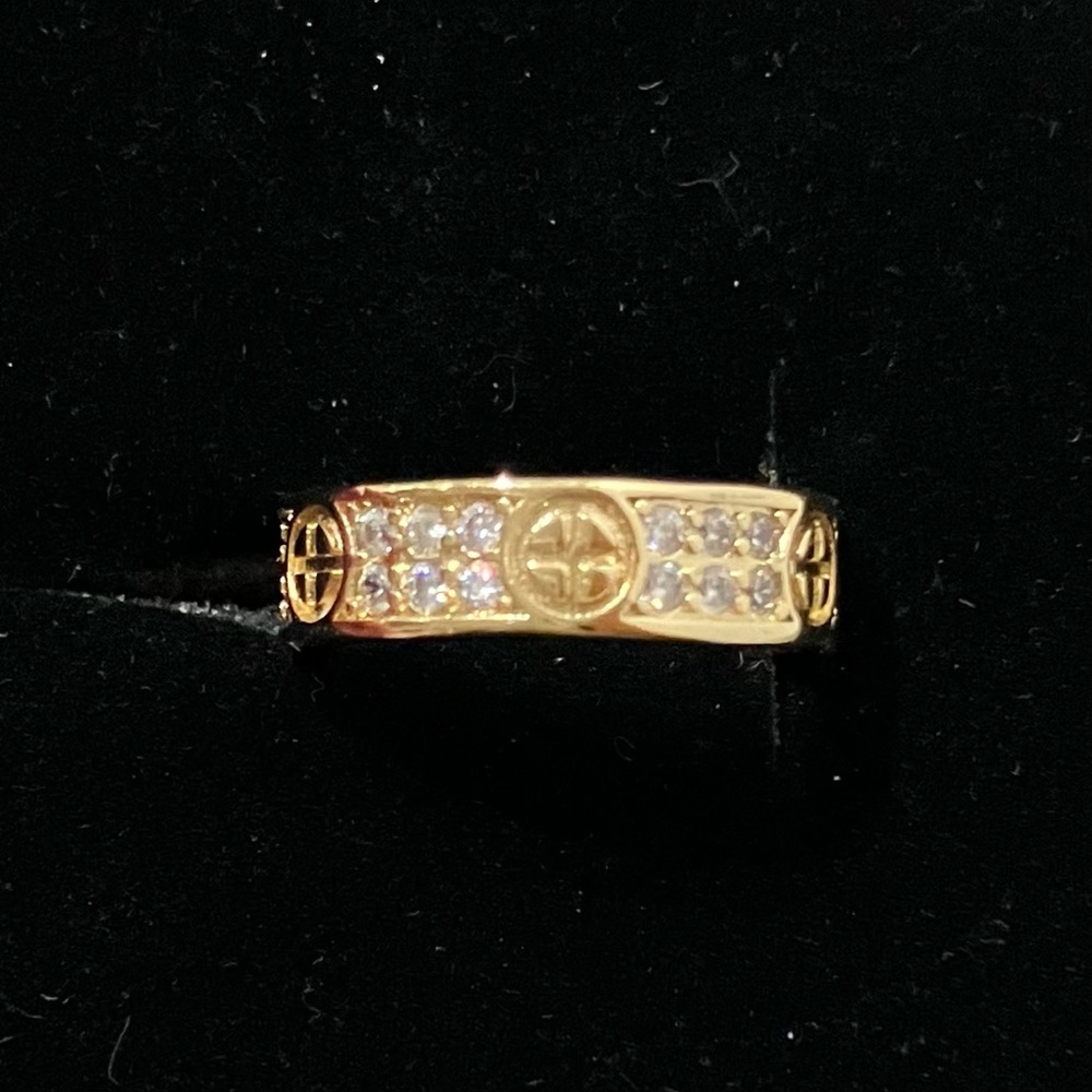 Gold Tone Pave CZ Band Ring